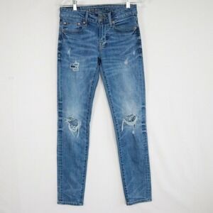 American Eagle Jeans Mens 28x32 Next Level Airflex Skinny Distressed Denim Blue